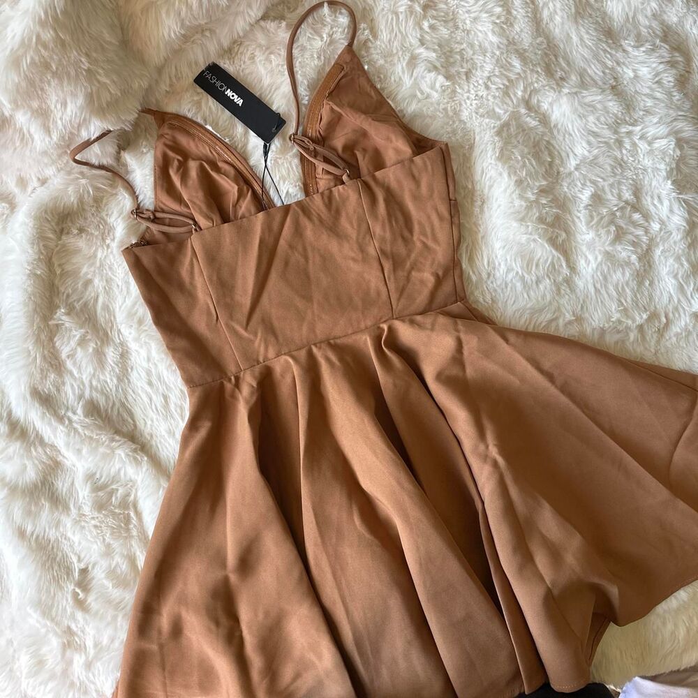 Fashion-nova Women's Brown and Tan Dress - Picture 4 of 5
